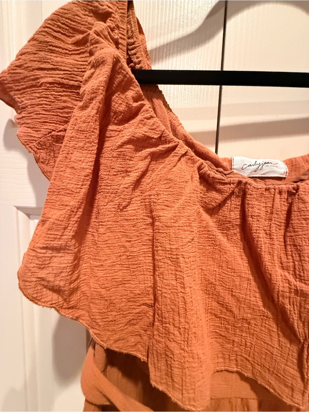 Carly Jean Los Angeles Rust Tiered Maxi Dress with Tie Waist - Picture 4 of 8